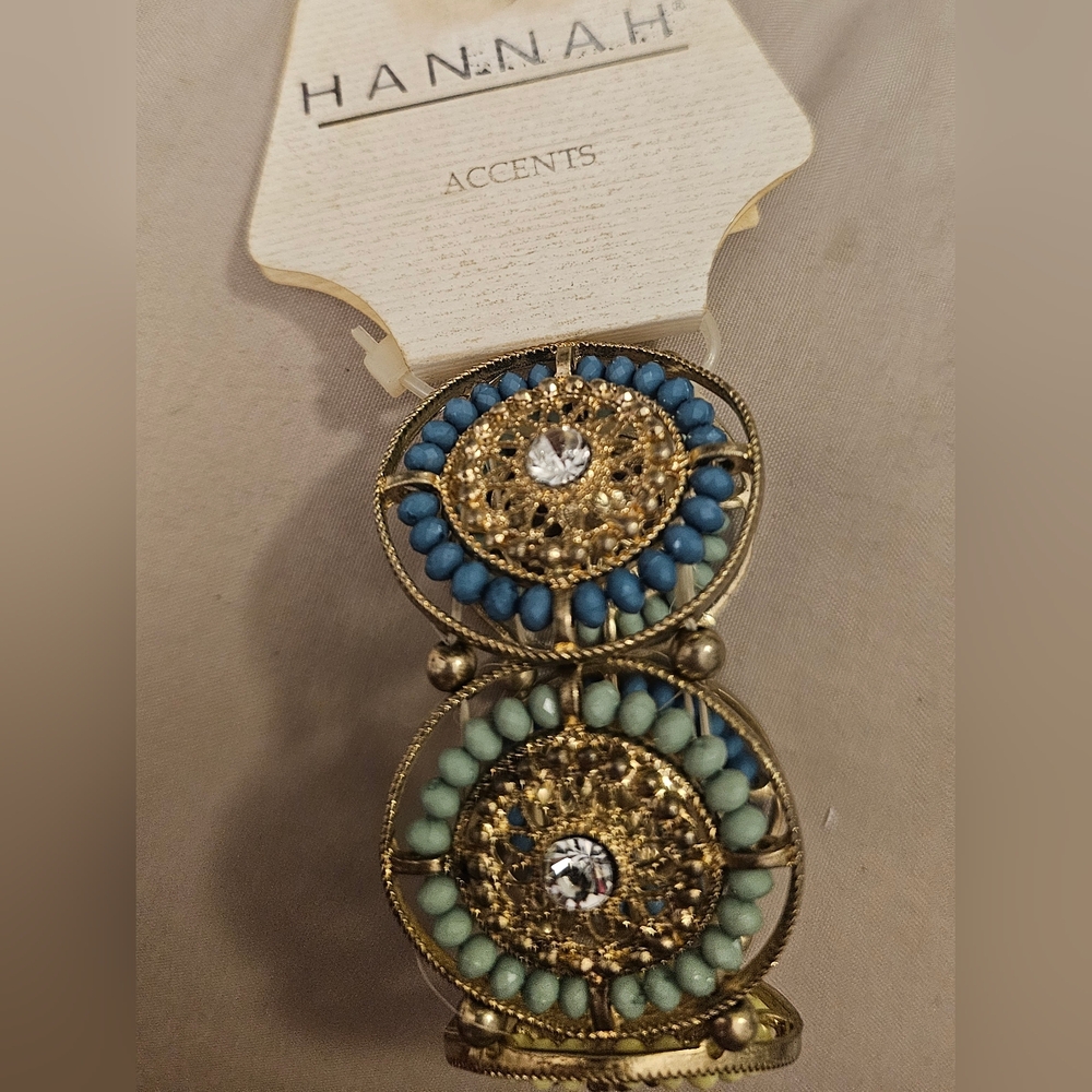 Hannah Gold and Blue Beaded Jewelry